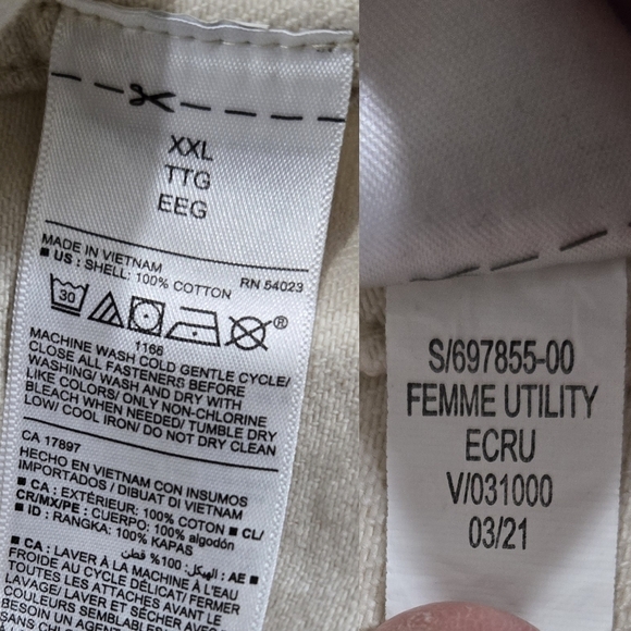 Old Navy 100% Cotton Ecru Cream Twill Utility Button-Up Jacket Stand Collar - Picture 8 of 10